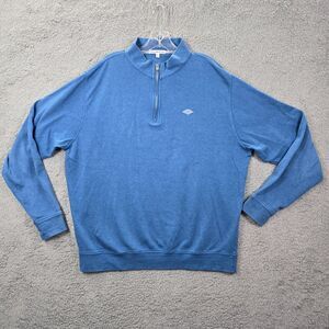 Peter Millar Quarter Zip Large 100% Cotton Blue Golf 1/4 Zip Pullover Size XL